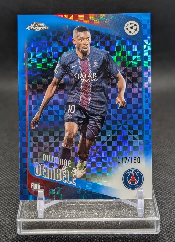 2025 Topps Chrome UEFA Ousmane Dembele /150 Blue X-Fractor Color Match PSG