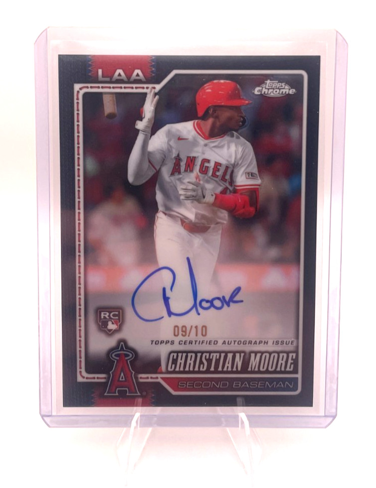 2026 Topps Chrome Christian Moore Black Refractor /10 Auto Angels RC SSP NM