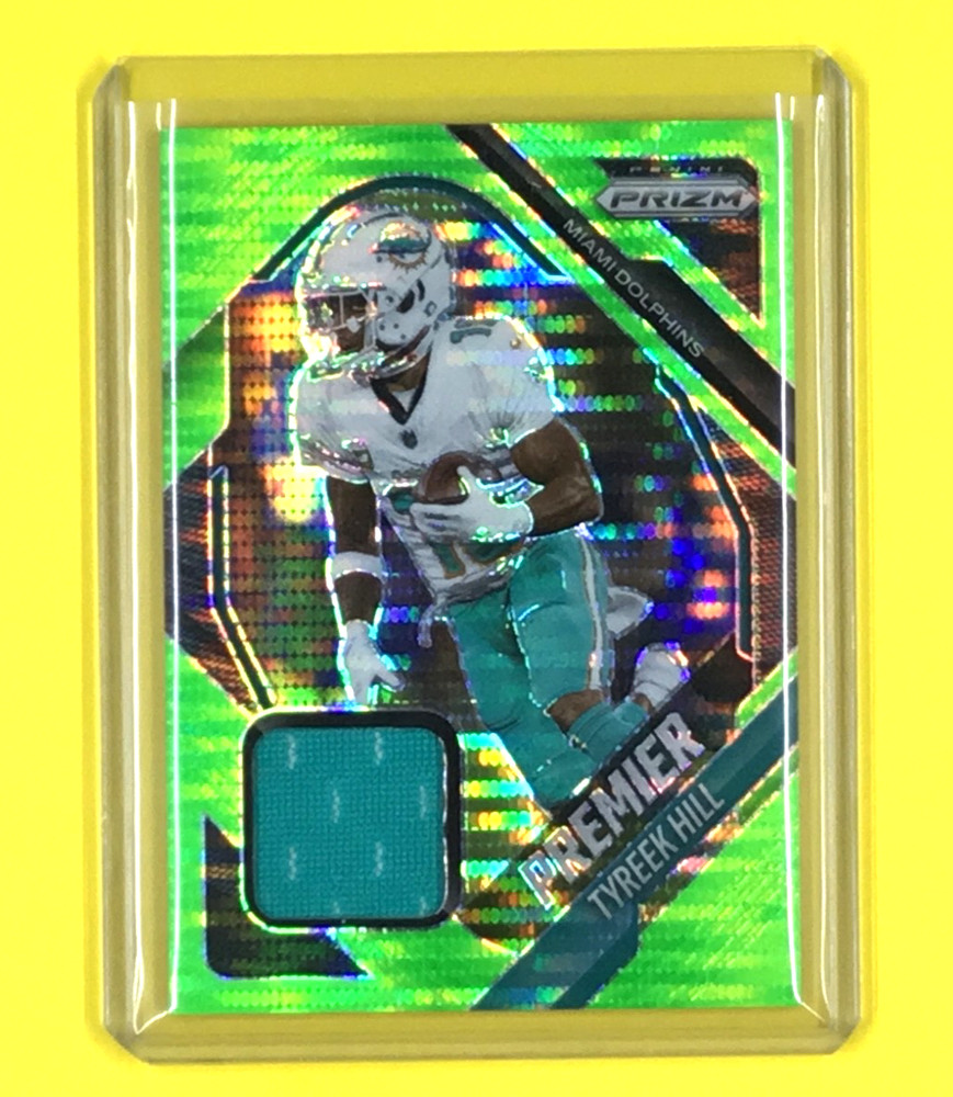 2025 Panini Prizm – Premier Jerseys Tyreek Hill #PJY-THL Neon Green Pulsar Prizm
