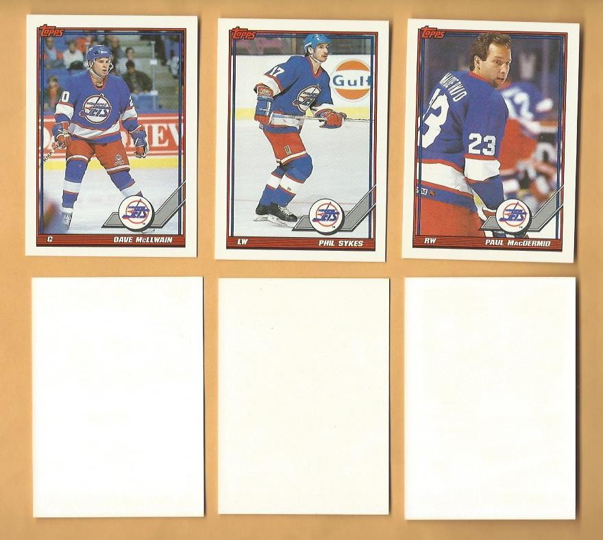 21 Diff Winnipeg Jets 1991-92 Topps orig misprint BLANK BACK error Team Set lot