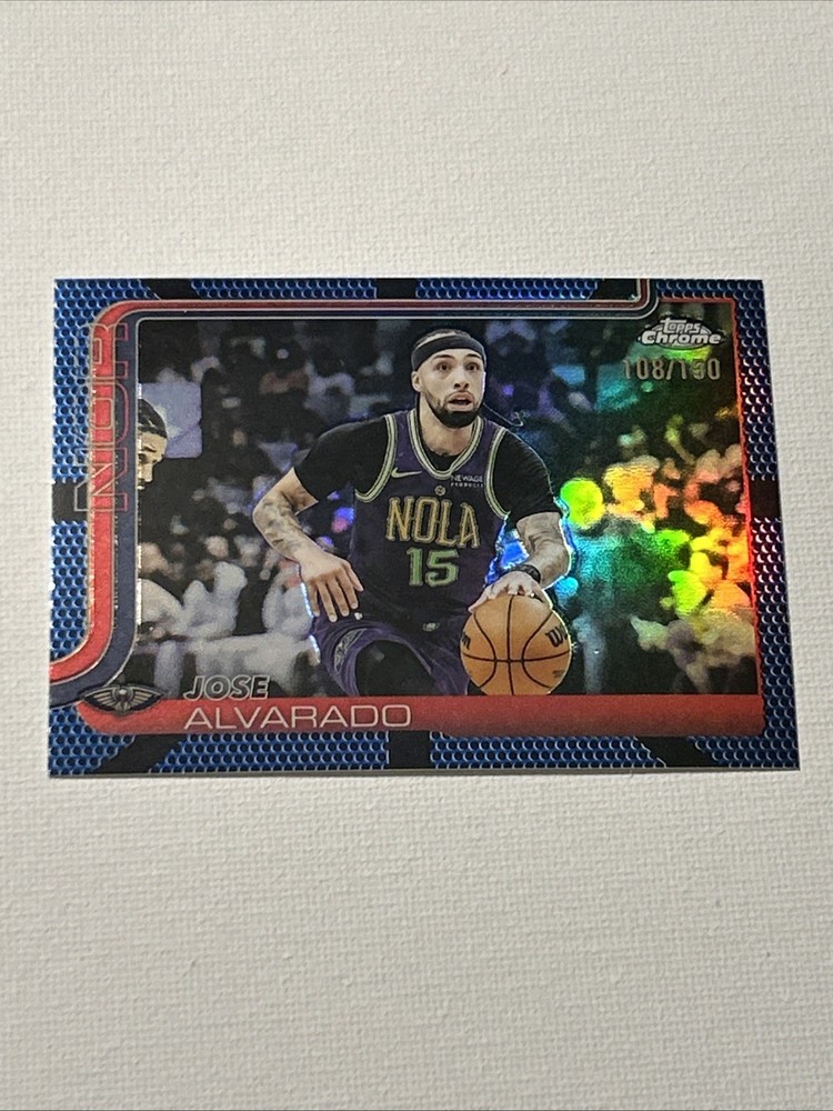 2025-26 Topps Chrome – Jose Alvarado #144 Blue Refractor /150 Pelicans
