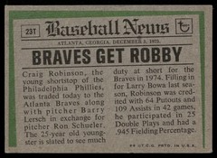 1974 Topps #23T Craig Robinson Traded Atlanta Braves VG
