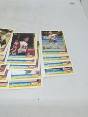 1991-92 TOPPS HOCKEY, TEAM SCORING LEADERS COMPLETE INSERT SET, CARDS 1-21, NRMT