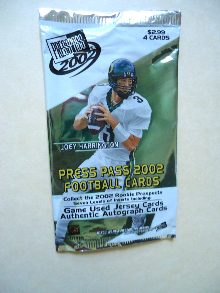 2002 Press Pass Football empty card wrapper – Joey Harrington – QB