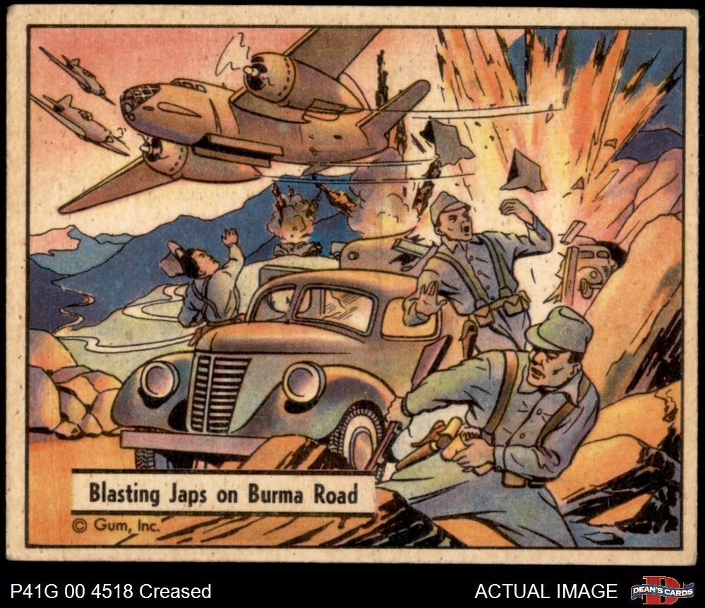 1941 War Gum #113 Blasting Japanese on Burma Road 3 – VG