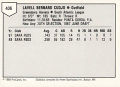 1989 ProCards Greensboro Hornets LAVELL CUDJO RC REDS GAINESVILLE FL