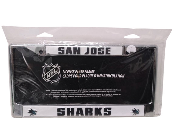 SAN JOSE SHARKS NHL Chrome License Plate Frame 12&Prime; x 6 1/4&Prime; Brand New