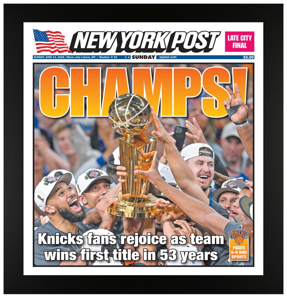New York Knicks 2026 NBA Champions Framed Newspaper Print New York Post « Champs »