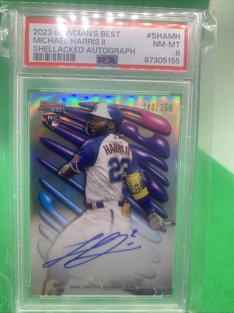 2023 Bowman&rsquo;s Best Shellacked Autographs Michael Harris II #SHA-MH /250 PSA 8