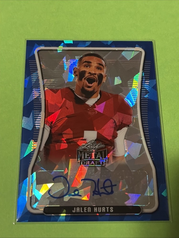 2020 Leaf Metal Draft Blue Cracked Ice Jalen Hurts Autograph 8/10 Eagles