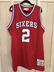 Authentic Philadelphia 76ers Moses Malone #2 1982-83 NBA Jersey Red 56
