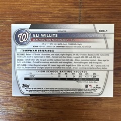 2025 Topps Bowman Draft Eli Willits 1st Bowman Refractor Nationals #BDC-1