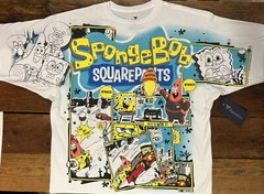 SpongeBob Squarepants AOP NASCAR Shirt Comic Strip Tee Adult LG Y2K HTF Sealed!!