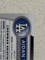 2025 Bowman Draft Aidan West 1st Auto Los Angeles Dodgers CPA-AWE