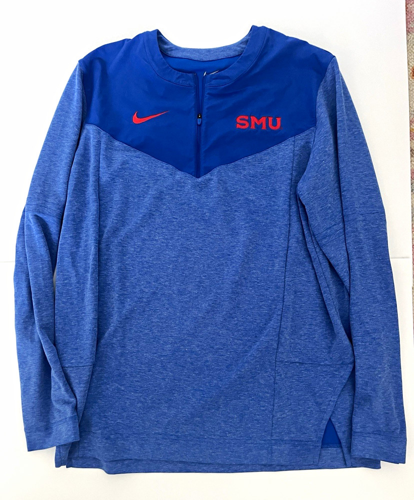 Nike SMU Mustangs 1/4 Zip Long Sleeve Pullover Sweatshirt M Blue/Red