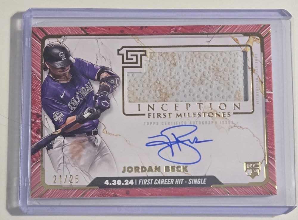 2024 Topps Inception MLB First Milestones Jordan Beck Patch Auto /25 RC RPA