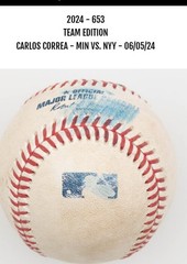 GAME USED BALL June 5, 2024 vs Yankees, Star Fusion Carlos Correa Relic 34/39