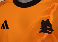 Adidas AS Roma 2025/26 Men&rsquo;s Away Jersey XL Orange Black NEW