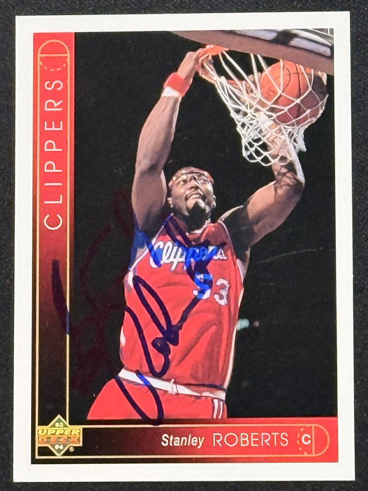 Stanley Roberts LA Clippers 1993-94 NBA Upper Deck Hand Signed IP Autograph