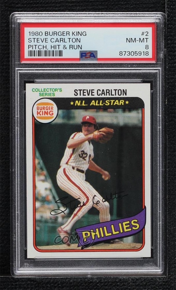 1980 Topps Burger King Pitch Hit & Run Restaurant Steve Carlton #2 HOF 0lr5