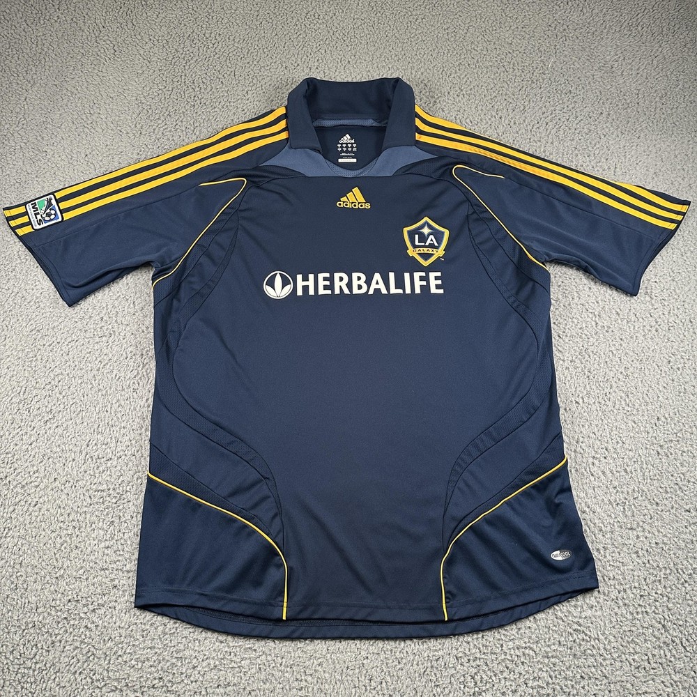 LA Galaxy David Beckham 23 Jersey Mens XL Navy Yellow Soccer 2007 Adidas MLS
