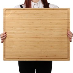 Extra Large 100% Organic Bamboo Cutting 24L x 18W, Natural color of bamboo