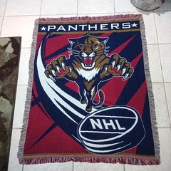 VTG 1990 Northwest NHL Florida Panthers Woven Jacquard Throw Blanket 58×46&Prime;