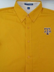 Port Authority Sz L Gold Logo Texas A&M Aggies Button Down Shirt