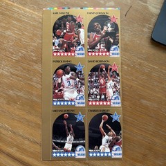 1990-91 NBA Hoops All-Star Panel Uncut Sheet Michael Jordan Magic Barkley HOFers