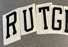 RUTGERS SCARLET KNIGHTS NCAA COLLEGE BLACK WHITE ARCHED LETTERS PATCHES SET OF 7