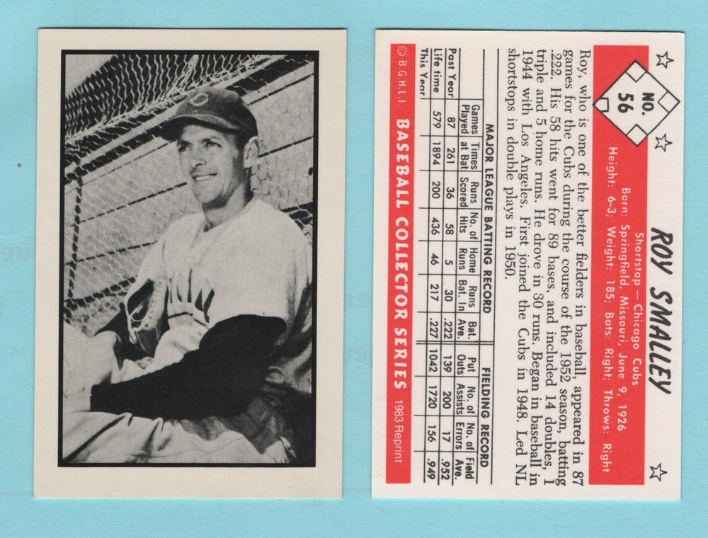 1953 Bowman Baseball Reprint #56 Roy Smalley