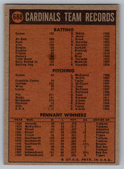 1972 TOPPS #688 ST. LOUIS CARDINALS TEAM W/LOU BROCK/STEVE CARLTON/BOB GIBSON