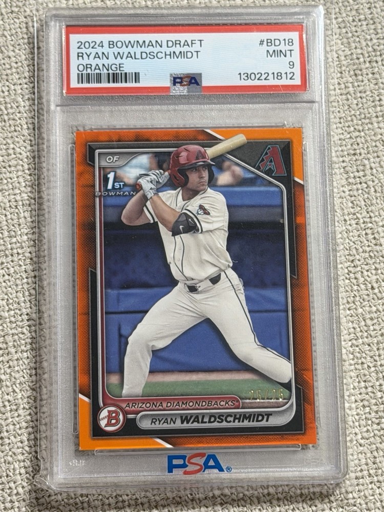 2024 Bowman Draft Ryan Waldschmidt Orange 25/25 PSA 9 POP 3 BOOKEND BD-18