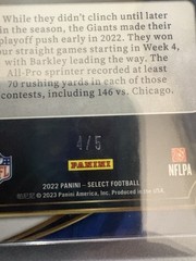 2022 Panini Select – Suite Level Saquon Barkley #304 Green Prizm /5