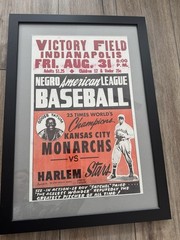 Original Negro League Satchel Paige KC Monarchs vs Harlem Stars Broadside 14×22
