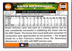 2008 Topps #569 Brad Hennessey