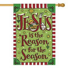 AVOIN colorlife Jesus Is The Reason For Season House Size-28 x 40&Prime;, Green