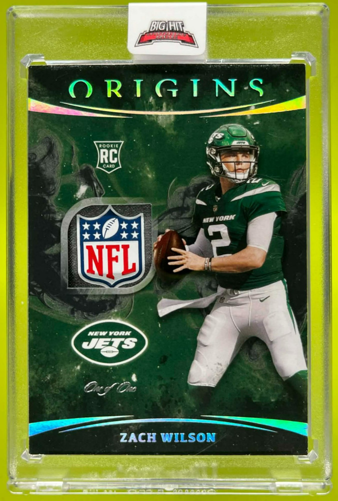 2021 PANINI ORIGINS ZACH WILSON RC ROOKIE NFL SHIELD PATCH #D 1/1 ONE OF ONE