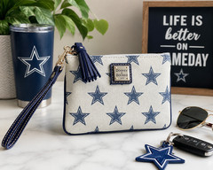 Dooney & Bourke NFL Dallas Cowboys Slim Wristlet Wallet NWT Gray Blue