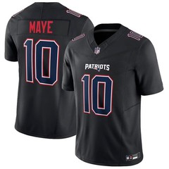 New Patriots Men&rsquo;s #10 Drake Maye Carbon Black Game All Stitched Jersey NWT=