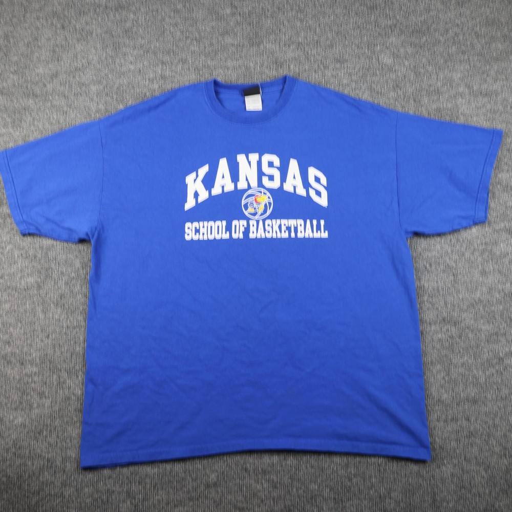 Kansas Jayhawks Shirt Mens 2XL Blue NCAA Basketball Tee School of Basketball