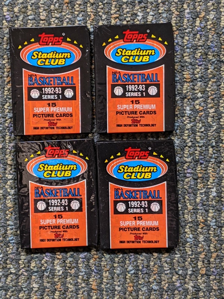 1992-93 Topps Stadium Club Basketball Series 1 Four-pack lot