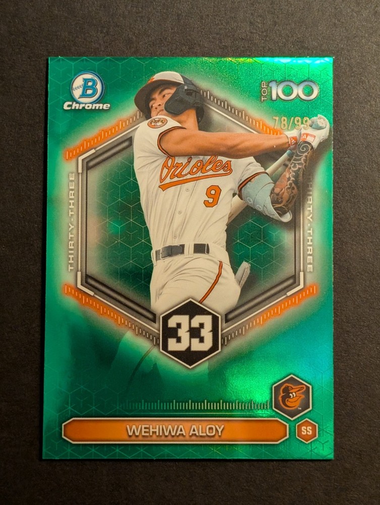 2026 Bowman Chrome Wehiwa Aloy GREEN Refractor #&rsquo;d/99 SP Top 100 Prospects🔥📈🔥