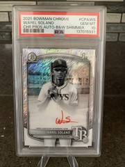 2025 Bowman Chrome 1st Black & White Warel Solano Rays Auto CPA-WS PSA 10 Mint