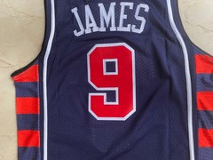 Custom Retro Iverson # 4 James #9 USA Basketball Jersey Stitched Embroidered 04