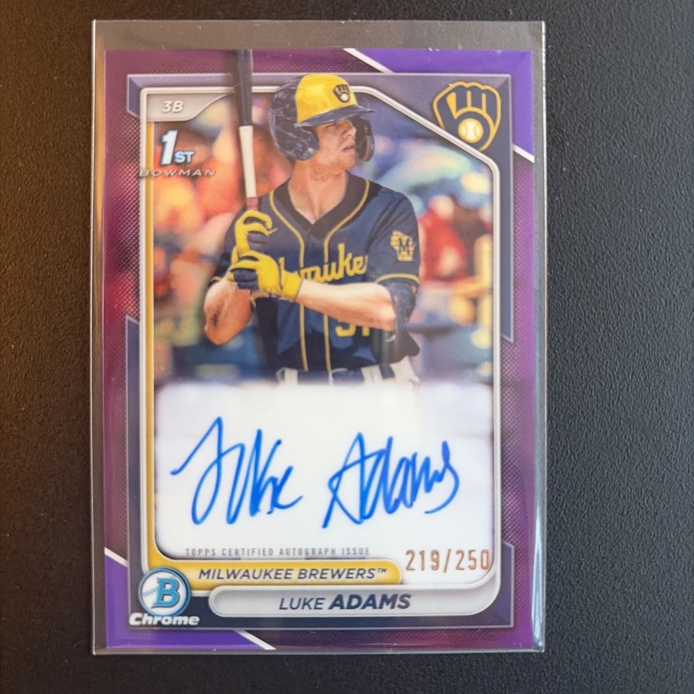 2024 Bowman Chrome – 1st Bowman Purple /250 Auto Luke Adams #CPA-LA