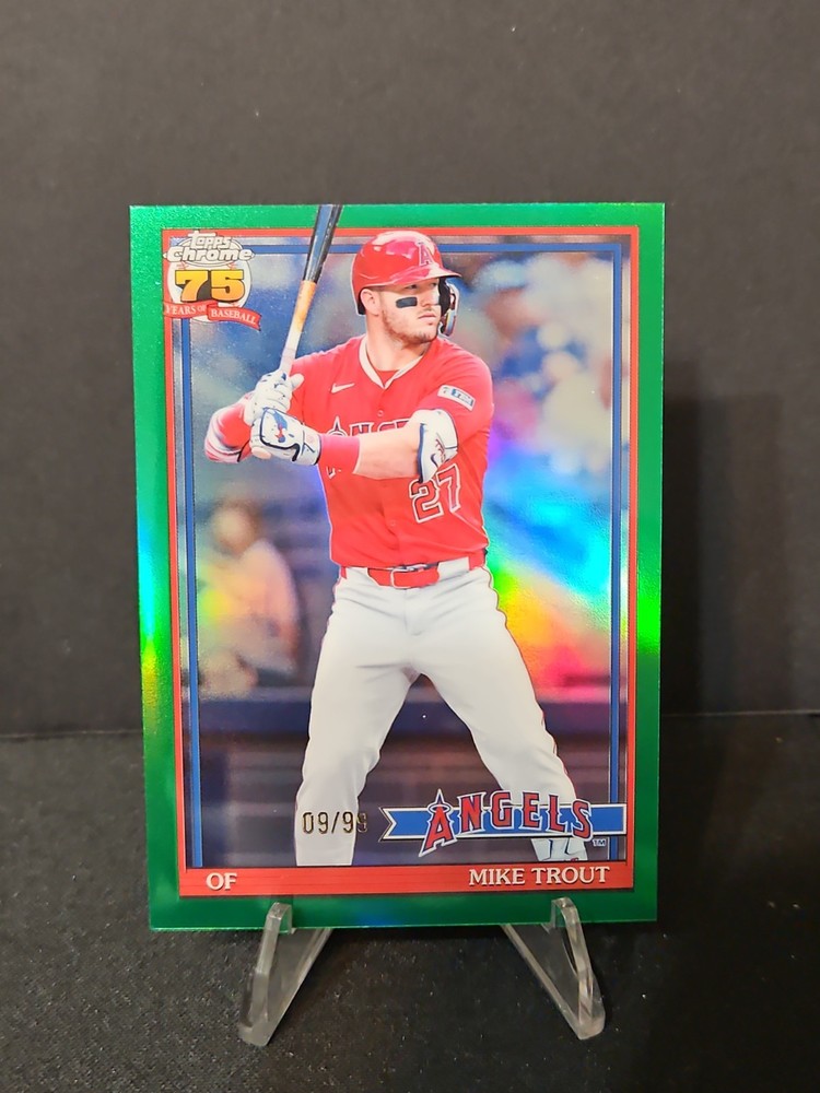 2026 Topps Chrome Mike Trout 75th Anniversary Green Parallel /99 #91CB-6 Angels