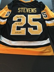 KEVIN STEVENS AUTOGRAPHED CUSTOM JERSEY W/ « 91-92 CUPS, 2X 50 GOALS » JSA