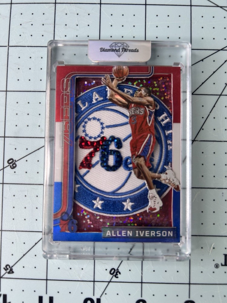 Allen Iverson Art Patch Card 1/1 refractor Built By Diamond Threads Lab 76ers
