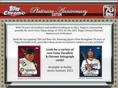 2021 TOPPS CHROME PLATINUM ANNIVERSARY BASEBALL HOBBY BOX